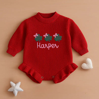 Embroidery Clover Knit Romper | St. Patrick's Day