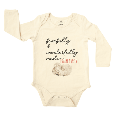'Fearfully And Wonderfully Made' Sheep Baby Onesie - SwaddleAn