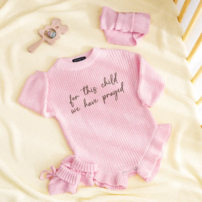 Embroidered Baby Romper 'For This Child We Have Prayed'