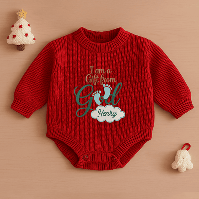 Gift from God Embroidery Custom Name Baby Romper - SwaddleAn