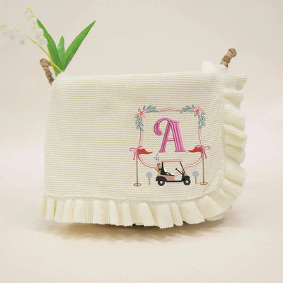 Golf Crest Emroidered Initial Baby Blanket SwaddleAn