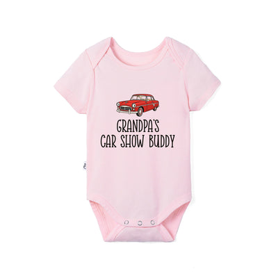 Grandpa's Car Show Buddy Bamboo Baby Onesie in PInk