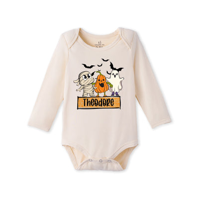Halloween Ghost Custom Name Bamboo Baby Onesie