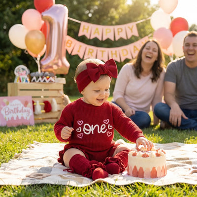 Hand Embroidered One Birthday Baby Romper