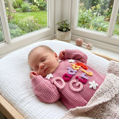Hand-Embroidered Daddy's Girl Baby Sweater