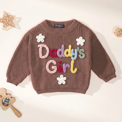 Hand-Embroidered Daddy's Girl Baby Sweater