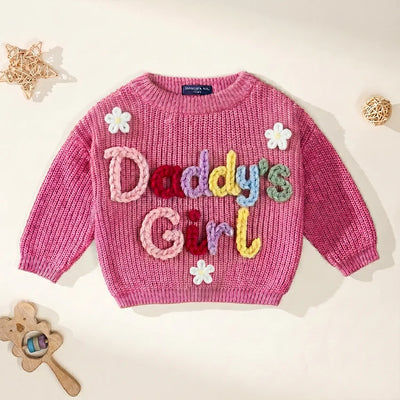 Hand-Embroidered Daddy's Girl Baby Sweater
