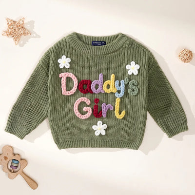 Hand-Embroidered Daddy's Girl Baby Sweater