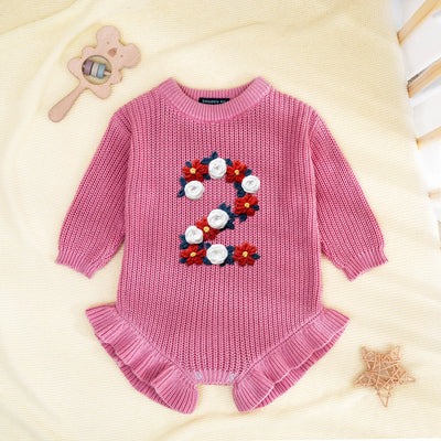 Hand Embroidered Patriotic Number Birthday Romper