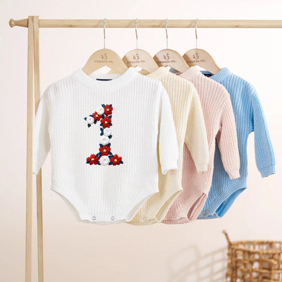 Hand Embroidered Patriotic Number Birthday Romper