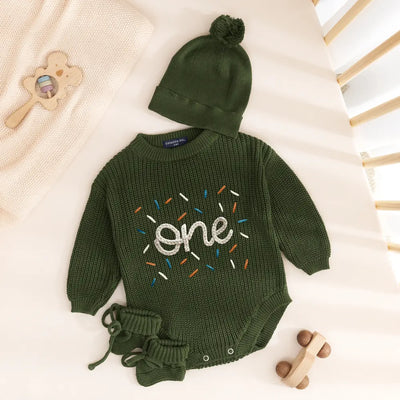 Hand Embroidered First Birthday Baby Romper