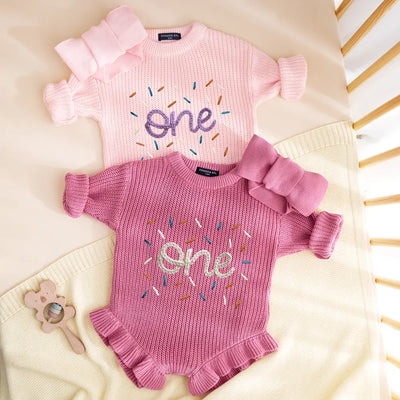 Hand Embroidered First Birthday Baby Romper