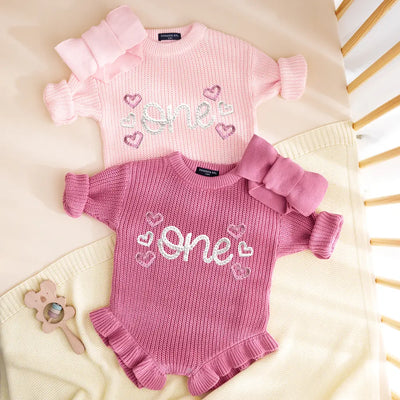 Hand Embroidered One Birthday Baby Romper
