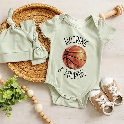 Bamboo 'Hooping & Pooping' Basketball Baby Bodysuit