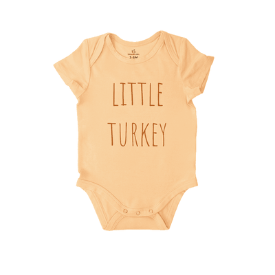 Little Turkey Baby Onesie in Peach Fuzz