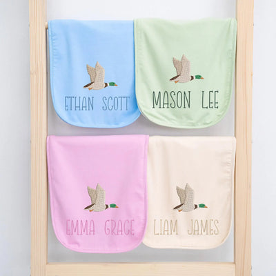 Mallard Ducks Embroidered Baby Burp Cloth - SwaddleAn