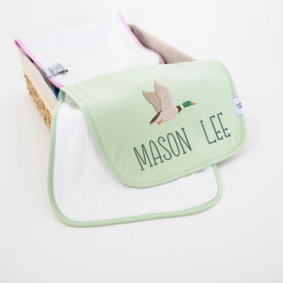 Mallard Ducks Embroidered Baby Burp Cloth - SwaddleAn