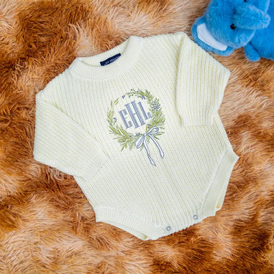 Monogram Baby Embroidery Romper - SwaddleAn