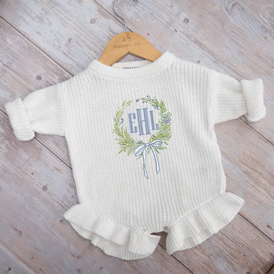 Monogram Baby Embroidery Romper - SwaddleAn