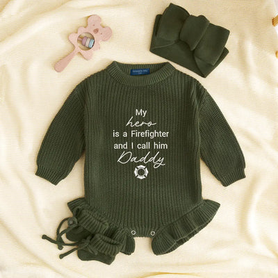 'My Hero is a Firefighter and I call him' Baby Romper