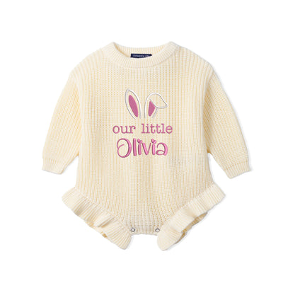 Our Little Bunny Easter Baby Romper Knit Cream