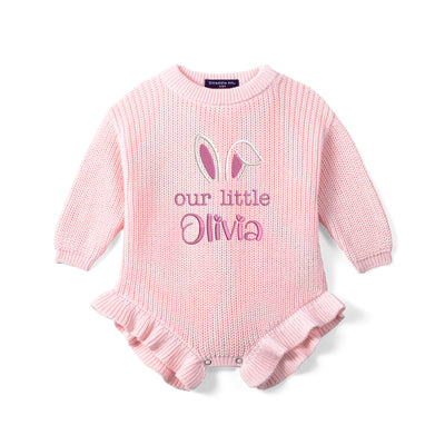 Our Little Bunny Easter Baby Romper Knit Pink