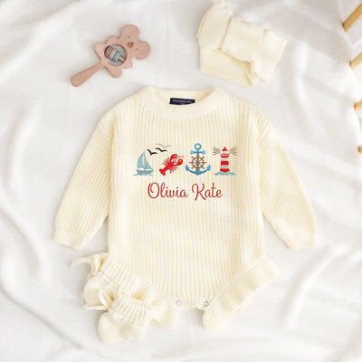 Personalized Anchor Sailboat & Lighthouse Baby Romper