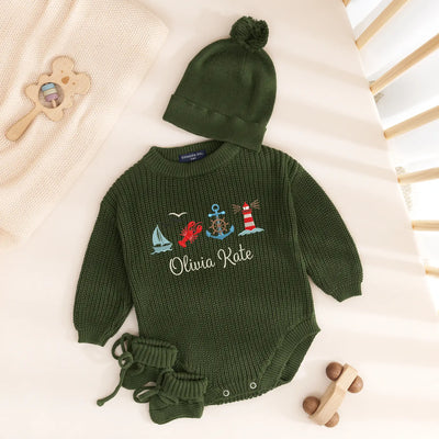Personalized Anchor Sailboat & Lighthouse Baby Romper
