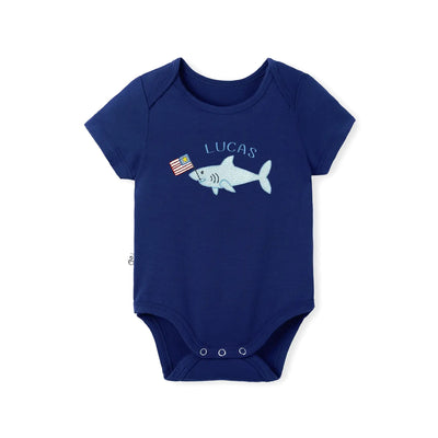 Personalized Patriotic America Sharks Baby Onesie