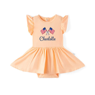 Personalized Patriotic Baby Twirl Bodysuit Dress