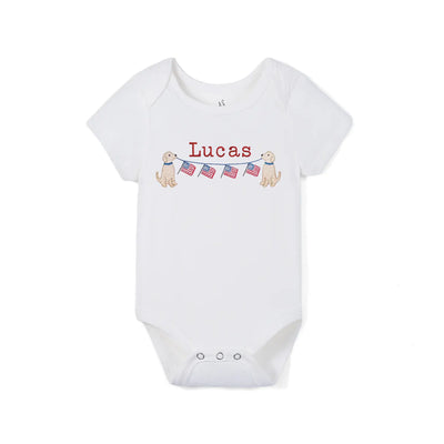 Personalized Patriotic Puppy Baby Onesie