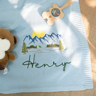 Personalized Adventure Mountains Baby Blanket 1