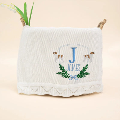 Personalized Brittany Spaniel Dog Baby Blanket - SwaddleAn