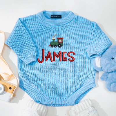 Personalized Embroidered Trucks Baby Romper - SwaddleAn