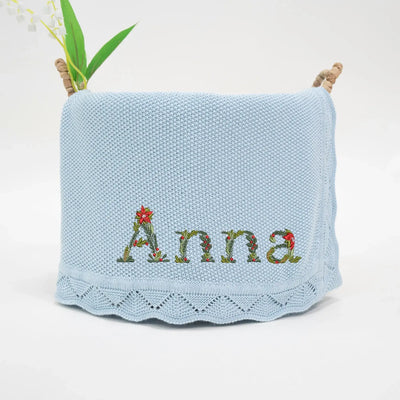 Personalized Embroidered Xmas Floral Baby Blanket - SwaddleAn