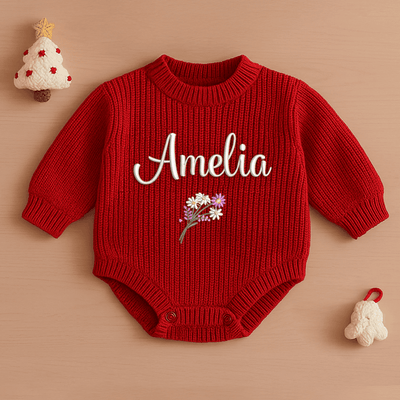 Personalized Embroidery Floral Baby Romper - SwaddleAn