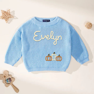 Personalized Fall Pumpkin Baby Name Sweater
