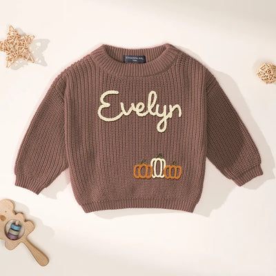 Personalized Fall Pumpkin Baby Name Sweater