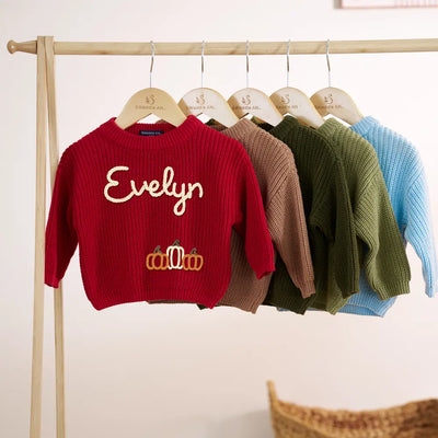 Personalized Fall Pumpkin Baby Name Sweater