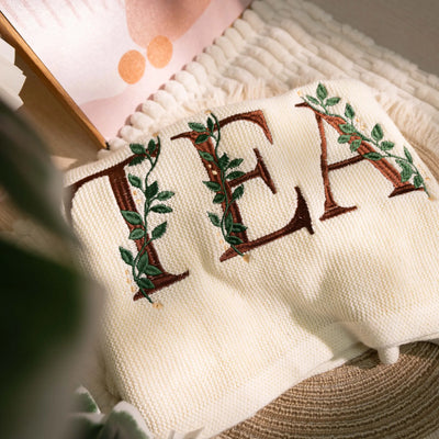 Personalized Floral TEA Embroidery Baby Blanket 2