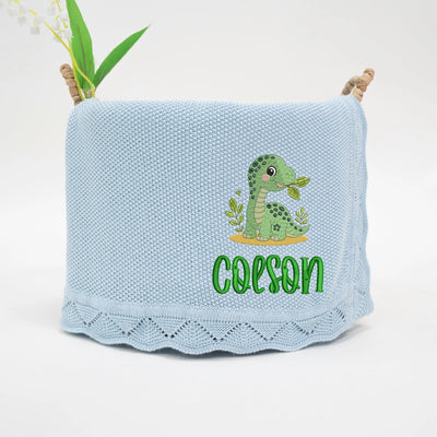 Personalized Cute Dinosaur Embroidery Baby Blanket - SwaddleAn