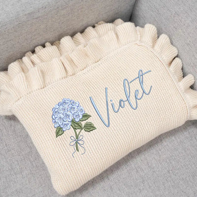 Personalized Hydrangea Baby Name Blanket - SwaddleAn