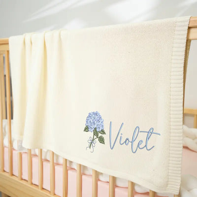 Personalized Hydrangea Baby Name Blanket - SwaddleAn