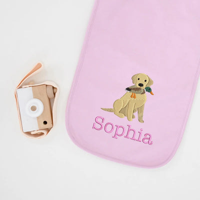 Personalized Labrador with Duck Embroidered Baby Burp Cloths - SwaddleAn