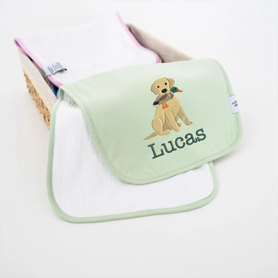 Personalized Labrador with Duck Embroidered Baby Burp Cloths - SwaddleAn