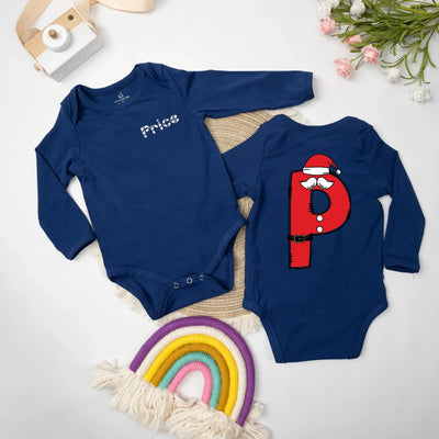 Personalized Letter Initials Santa Baby Onesie Bodysuit - SwaddleAn