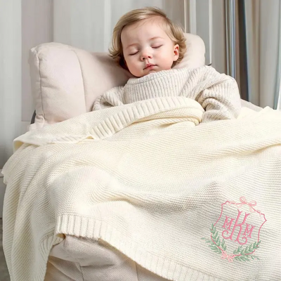 Personalized Monogram Name Crest Baby Blanket - SwaddleAn