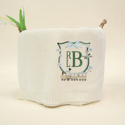 Personalized Monogram Train Toys Baby Blanket - SwaddleAn