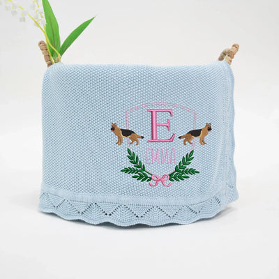 Personalized Name German Shepherd Baby Blanket - SwaddleAn