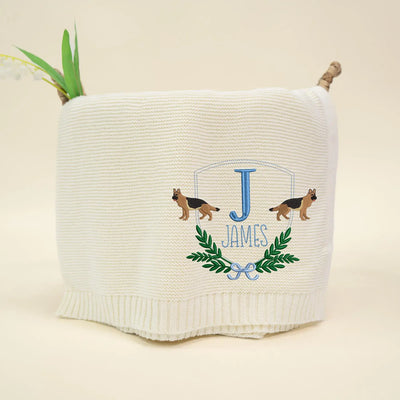 Personalized Name German Shepherd Baby Blanket - SwaddleAn